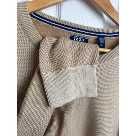 IZOD Crewneck Knit Sweater Beige XXL Normcore Preppy Classic Everyday Layering - Picture 5 of 8